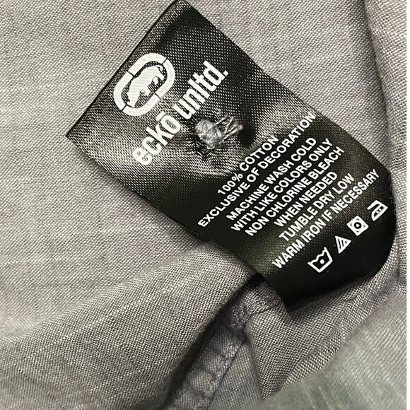 Ecko Unltd Gray Safari Short Sleeve Button Front Shirt XXL - Picture 4 of 9